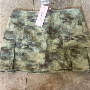Oh Polly Green Camouflage Mini Skirt